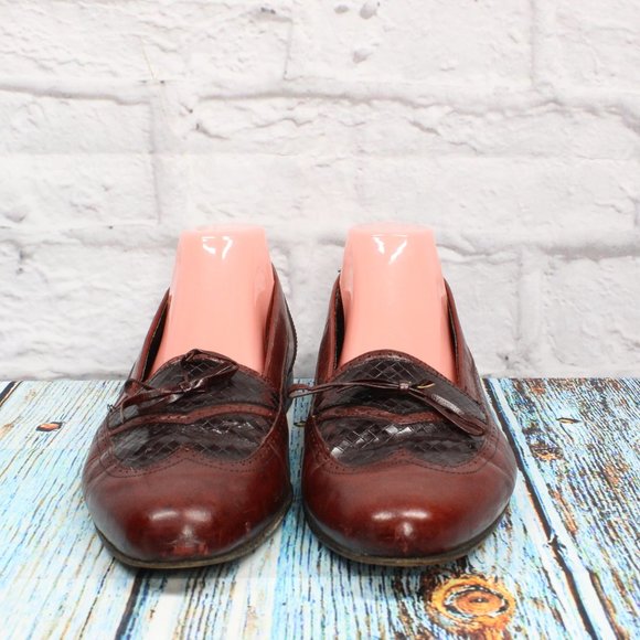 Men's Brown Woven Leather Casual Italian Loafer Dress Shoe Size 11 M - Picture 4 of 9